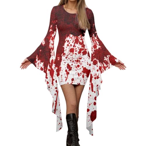 Gothic Kleid Damen Fledermausärmel,Halloween Kleid Damen Viktorianisches Dress Vampir Partykleid Renaissance Kleider Sexy Freizeitkleider Barock...