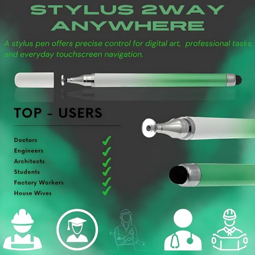 Image of 2-Way Dual-Sided Stylus Pen for All Touch Screen Devices Android Mobile Phones Tablets Pads Smartphones - Green Gradient
