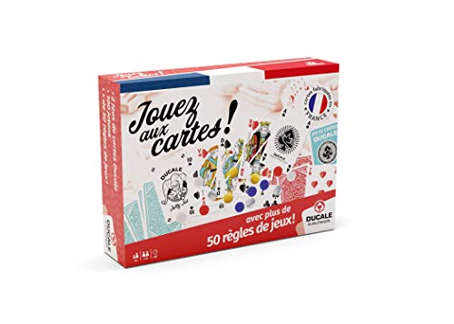 Ducale, Le Jeu français - Coffret 50 Règles De Jeux - 2x54 Cartes, 100 jetons, livret de 50 - à Jouer en Famille ou Entre Amis