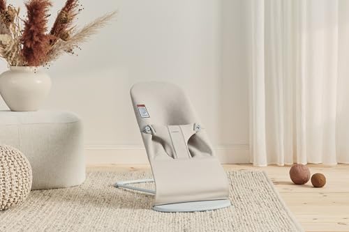 BabyBjörn Bouncer Bliss, Light Beige, 3D Jersey | 2-in-1 Adjustable Baby Bouncer Seat and Toddler Chair, Newborn to Toddler (8-29 lbs), 4 positions, Lightweight & Portable
