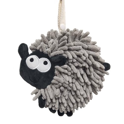 Heikrdo Sheep Funny Hand Towels for Bathroom Kitchen - Cute Decorative Sheep Decor Hanging Washcloths Face Towels Super Absorbent Soft - Gift for Friends and Family (Grey)