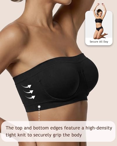 Image of HACI Women's Non Padded Strapless Bra Underwire Bandeau Seamless Multiway Supportive Tube Top