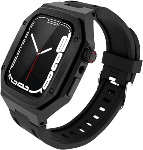 Bracelet de montre en alliage de caoutchouc Apple Watch 45mm 44mm boîtier acier