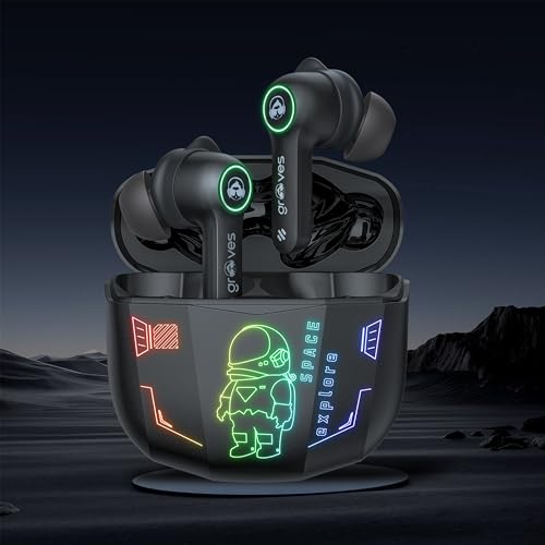 Image of Grooves Fort Newly Launched-Gaming TWS Up to 80H Playtime - in Ear Dual Mode with 45Db Low Latency, Bt 5.3,Abs-Enc-, 13Mm Driver, 400 Mah Battery with Jaguar Mechanical RGB- C-Type Charge (Black)