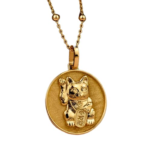 Pendentif chinois Maneki Neko en argent collier de tous les jours