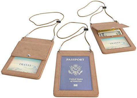 Travel Document Holder Passport Organizer Neck Travel Wallet Leather Accessories