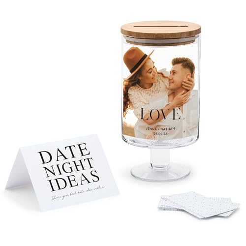 WEDDINGSTAR Personalized Photo Printed Glass Wedding Wishes Guest Book Jar