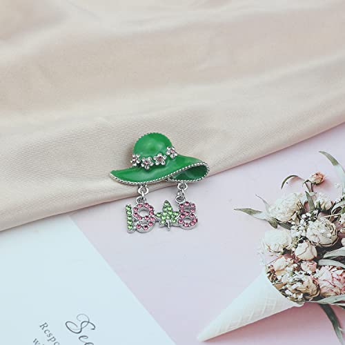 Image of Sorority Paraphernalia Gift Greek Sorority Jewelry Pink and Green Brooch Pin for Women Leaf Pedant Jewelry Sisterhood Graduation Gift