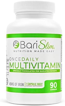 Bari Slim Once Daily Bariatric Multivitamin Capsule - 45 mg of Iron - Bariatric Vitamin and Supplement for Post Bariatric Surgery Including Gastric Bypass and Gastric Sleeve | 90 Servings