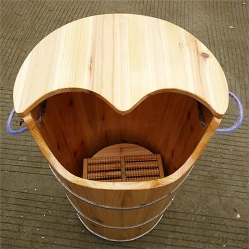 Baño de pies de madera con tapa para spa miniatura 4
