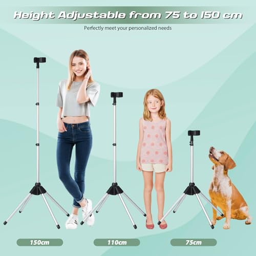 TAZZOR Bodenständiger Haartrockner Halter 75 Bis 150 cm Höhenverstellbar Föhn Halterung 180° Verstellbarer Hair Dryer Ständer mit Haarkamm für Badzimmer Schlafzimmer Balkon Wohnzimmer