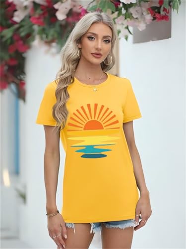 Outdoor Shirts for Women Retro Graphic Print Hiking Mountain T Shirts Summer Comfort Beach Hiking Workout Tee Tops2