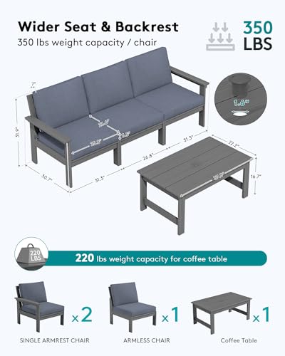Image of SERWALL HDPE Outdoor Couch with Coffee Table