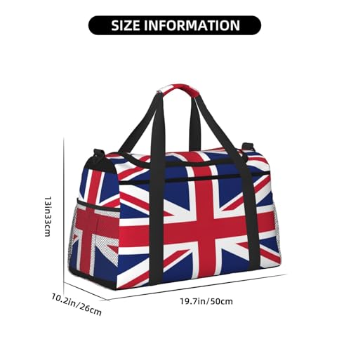 British flag print Travel Duffle Bag Gym Bag for Women,Puffer Tote Bag,Weekender Overnight Bag Organizer4