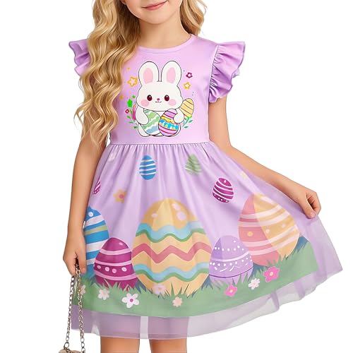 PECHAR Easter Toddler Tutu Dress Girls Ruffle Tulle Dresses Bunny Eggs Graphic Outfit for Kids...