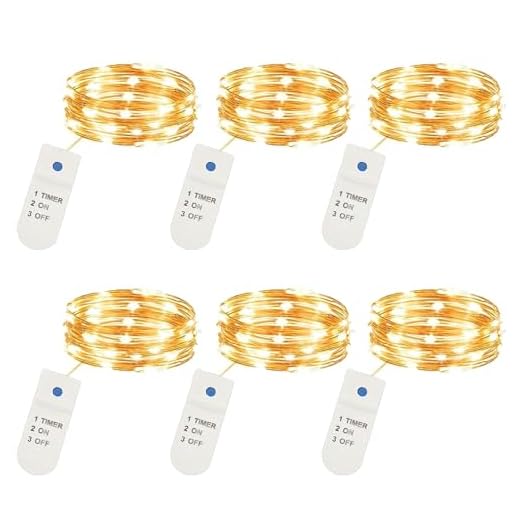6 Stück LED Lichterkette mit Batterie und Timer, 2M Mini Lichterkette, Drahtlichterkette Mini Wasserdicht, Geeignet für Party, Hochzeits und Weihnachtsdekorationen (Warm Weiß)