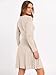 ANRABESS Women Long Sleeve Ribbed Knit Short Dresses 2025 Fall Winter V Neck Casual Swing A Line Sweater Dress Beige Medium