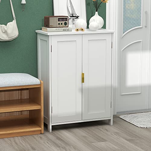 TaoHFE White Bathroom Storage Cabinet with 2 Doors, Freestanding - Towel Cabinet for Restroom, Small Storage for Office, Restaurant, Living Room - Thumbnail 7