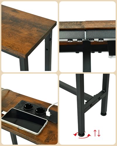 Amveya Consola Recibidor Madera 20 cm Fondo, Recibidores de Entrada, Mueble Recibidor Entrada, Mesa Alta de Estilo Industrial con 2 enchufes y 2 interfaces USB - imagen 7
