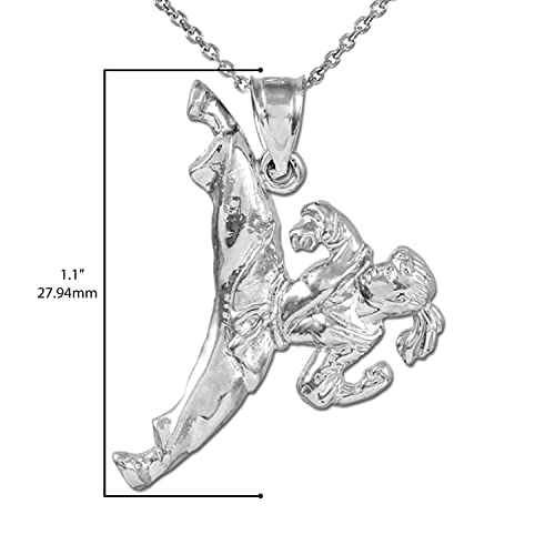 .925 Sterling Silver Karate Girl Women’s Martial Arts Sports Taekwondo Jiu Jitsu Charm High Kick Pendant Necklace - 18" #TOP2