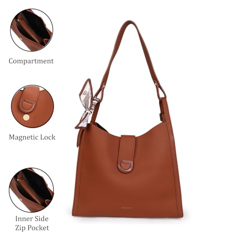 Image of Magnolia Women's Betula Medium Handle Croco Pattern Tote Bag | Ladies Classic Solid Color Purse Shoulder Fashion Handbag Inner Pocket with Zip For Daily Use Work Travel