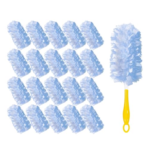20 Count Duster Refills with Handle,Compatible with Swiffer Dusters Handle,Extra Fluffy & Thick for Superior Dust Lock,Unscented Disposable Dusters for Cleaning