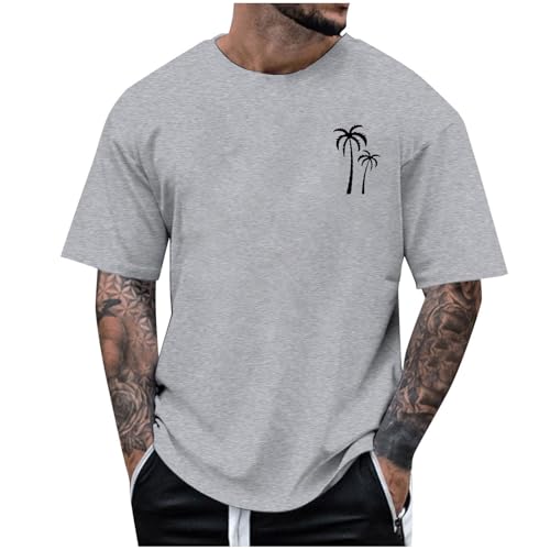T-Shirt Homme Manches Courtes Col Rond en Coton pour le Sport Casual