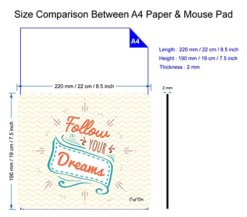 Image of Craft Qila Follow Your Dreams Motivational Mouse Pad for Laptop Computer (8.5 x 7.5 Inches)