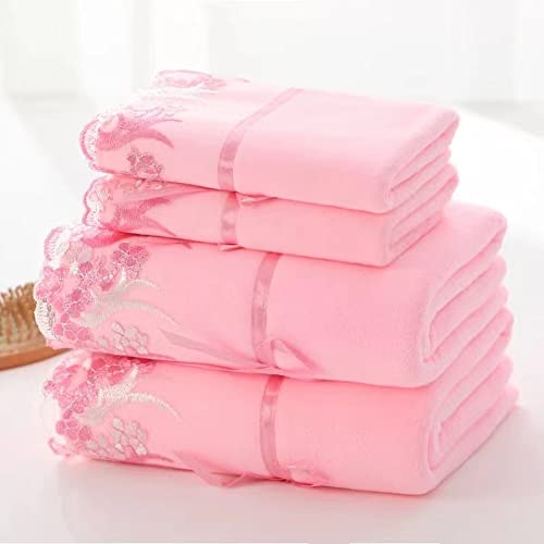 Serviette de visage et de bain en microfibre absorbante avec broderie dentelle - 4