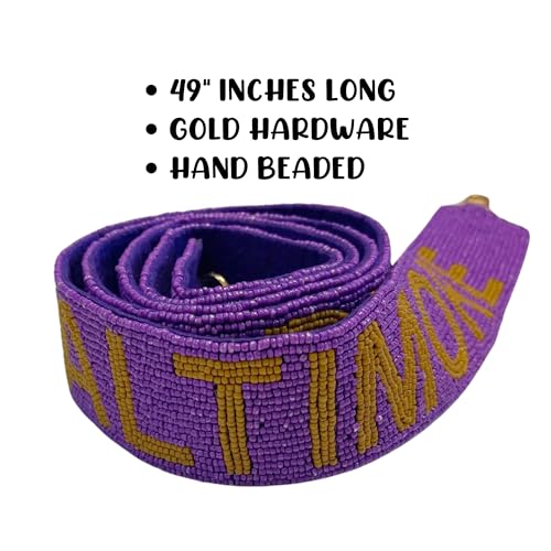 Baltimore Purple Beaded Purse Strap Gold Letters 49” Pro Football Stadium Approved Clear Bag Raven Gold Hardware Sports College South Morris4