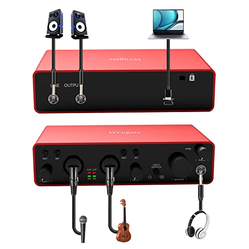 2I2 Audio Interface For Recording Podcasting And Streaming Ultra-Low Latency Plug&Play Noise-Free Xlr Audio Interface(24Bit/192Khz)+48V Phantom Power For Pc #TOP4