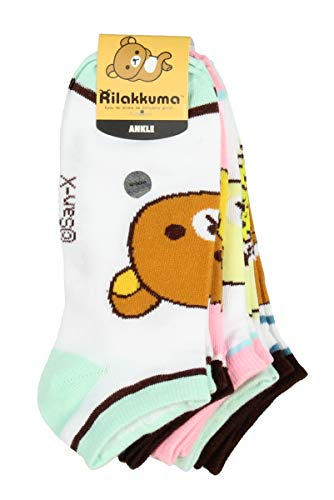 San-x Rilakkuma Bears Adult Character Ankle No-Show Socks 5 PK