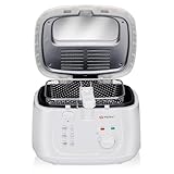 alpina Fritteuse mit Deckel – Friteuse mit Temperaturlicht – Fritöse 1800 Watt –Friteuse mit Fett 2,5 Liter Fassungvermögen– Fritteuse mit Öl bis 190 °C – weiß
