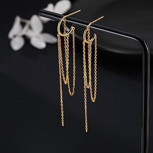 SLUYNZ 925 Sterling Silver Dangle Earrings Tassel for Women Elegant Dangling Earrings Chain Threader Earrings2