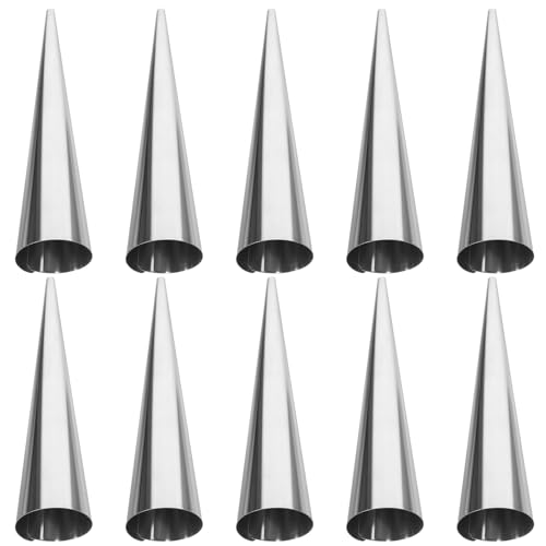 TOYZFRIENDY 10 piezas Moldes de Cono de Acero Inoxidable para Hornear Croissants Reutilizables y Resistentes Molde para Tubos de Nata y Aperitivos Fácil de Limpiar y Apilar para Postres y