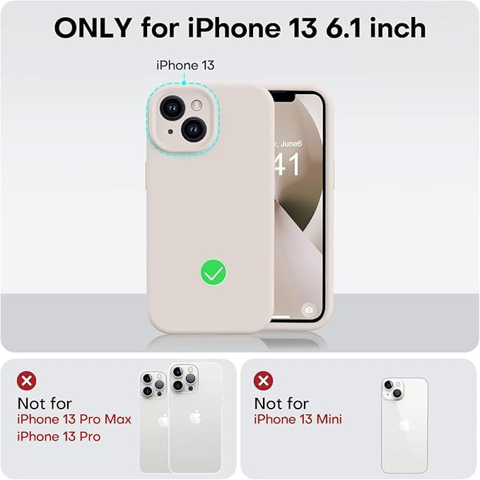 Image of DIZORO Square Candy Case Compatible for iPhone 13 / iPhone 14 6.1 Inch Shockproof Slim Back Cover Liquid Silicone Case - Stone