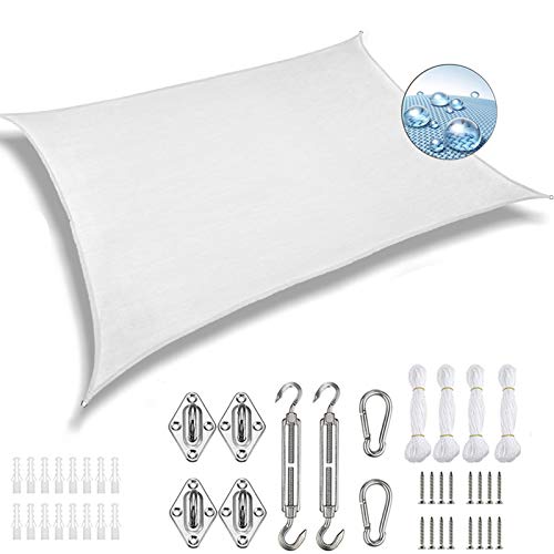 GOUDU Toldo Vela de Sombra 4x7.5m Toldo Vela IKEA Protección UV 95% Kit de Fijación para Jardín Patio Terraza Balcón, Blanco