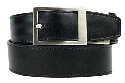 Nexbelt Ratchet System Technology - Defender Black Leather EDC Gun Belt for Men with High Strength Zipper Backing