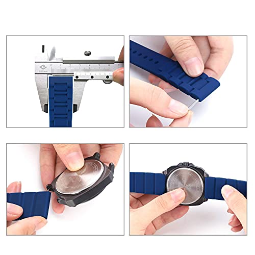 24Mm Sky Blue Waterproof Silicone Wristwatch Strap Universal Rubber Watch Band Heavy Stainless Steel Buckle #TOP7