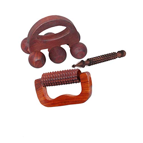 FA INDUSTRIES Wooden Acupressure Back Massager Back Pain Relief Body Massager Of 6 Massage Roller (5×1) In, Handle massager (5×3 In), Jimmy massager (5×1 In) Brown colour