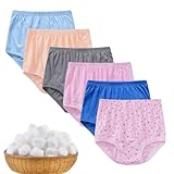 WYCFBD 6pcs Middle-Aged and Elderly Women Cotton Underwear for Women, Full Coverage Panty, Comfy Granny Panties,Multi Colored,XXL