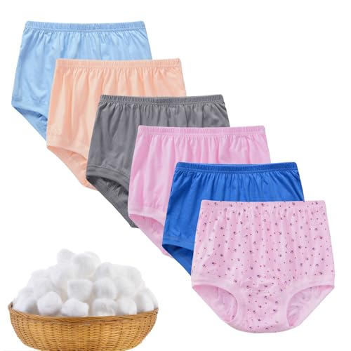 6pcs Middle-Aged and Elderly Women Cotton Underwear for Women, Full Coverage Panty, Comfy Granny Panties