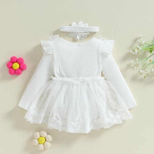 Baby Girl Tulle Birthday Party Princess Dress Long Sleeve Lace Flower Tutu Romper Dress Newborn Fall Clothes4