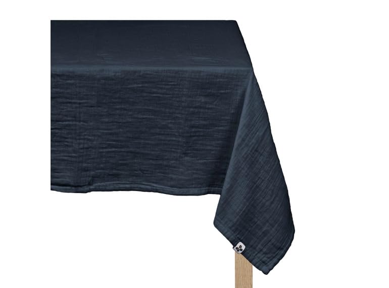 Nappe 150 x 250 cm en double gaze de coton bleu marine Gaia