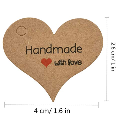 Handmade With Love Mini Gift Paper Tags, 200 Pcs Heart-Shaped Brown Gift Labels With 99 Ft Natural Jute Twin, Kindness For Gift Wrap, Wedding Favors By Hubhnb #TOP1