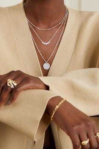 Gold/Silver Layered Necklaces for Women,Dainty 14k Gold Plated Stackable Choker Necklaces for Women,Trendy Layering Coin Chain Pendant Jewelry Set Gifts4