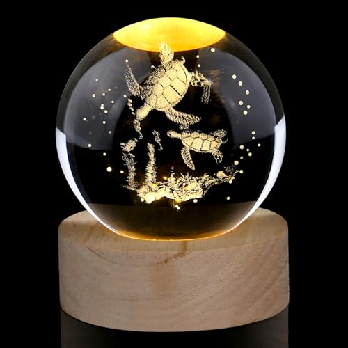 AWARDSEN 60 mm Schildkröte Glaskugel Deko Turtle Crystal Ball Kristallkugel Tiere Glaskugel Deko Briefbeschwerer EIN Schildkröte Geschenk für Tierliebhaber