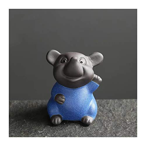 Decoración de escritorio púrpura arcilla té animal dibujos animados pequeño ratón estatua en la punta del dedo creativo 12 signos del zodiaco ornamento animal figura decoración del hogar (color: D)