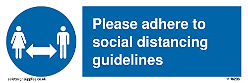 Please adhere to social distancing guidelines Sign - 150x50mm - L15