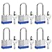 HZSY Keyed Alike Laminated Steel Padlocks, (40mm) Wide, Long Shackle Padlockï¼ŒBlue Hoopï¼ŒPack of 6ï¼Œfor Gym Locker & StorageUnit or More